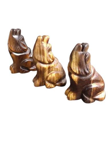 Carved Tigers Eye Howling Wolf